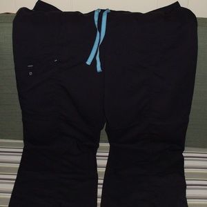 Scrubstar Drawstring Black and Teal Pants (2XL)